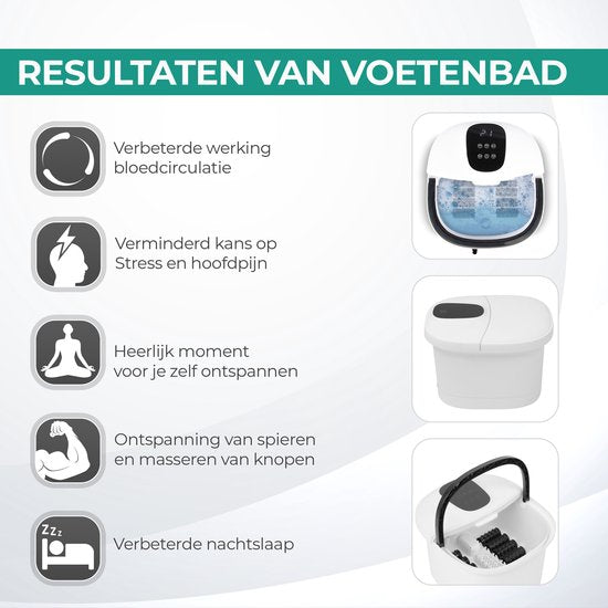 Niceey Massage Voetenbad XXL – Elektrisch Voetbad met massage – 10 Massage Rollers – Tot 48°C - Infrarood Voetmassage - 12L - Wit
