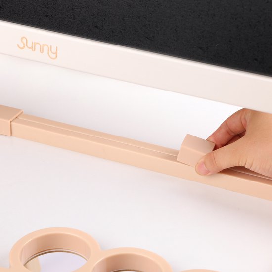 Sunny Luna Activiteiten Ezel – Verstelbare Houten Kinder Ezeltje – Speelezel met Whiteboard & Krijtbord – Magnetisch Bord – Inclusief Papierrol, Bekers & Accessoires – Educatief Speelgoed