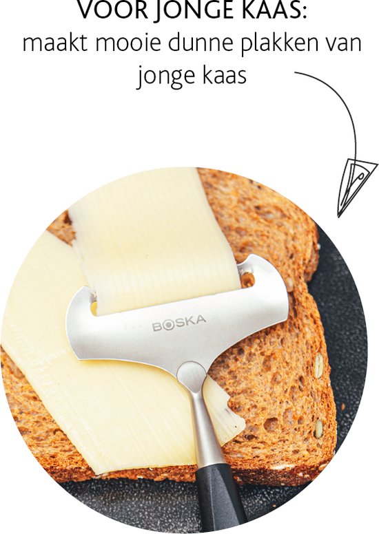 Boska Kaasschaaf Zacht Milano+ - Kaasschaaf voor jonge kaas - RVS - Vaatwasserbestendig – Kaasschaaf Zwart - Cadeautips - Keukengerei - Keuken accessoires - 10 jaar garantie