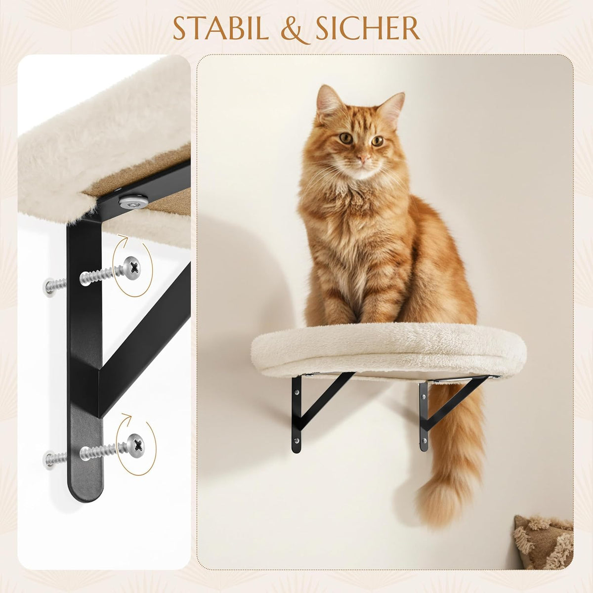 Yaheetech Klimwand Voor Katten - 4-Delig - Met Krabgedeelte En Mandje - Beige