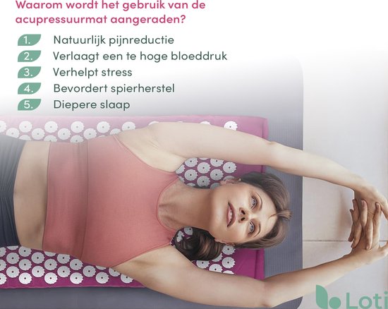 Loti Spijkermat met Spijkerkussen – Paars/Wit – Acupressuur Mat - Spijkerbed - Acupunctuur Kussen - Shakti Massage – Incl. Draagtas
