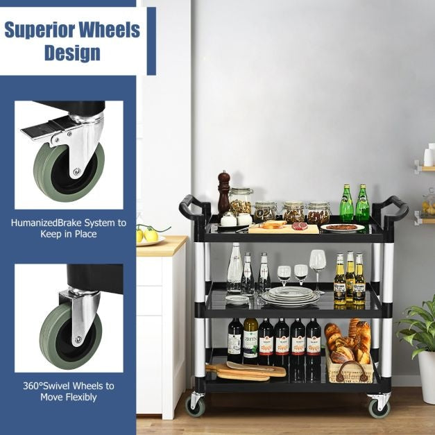 Coast Serveerwagen - 3-Laags - Trolley - Max. 150 kg - Zwart