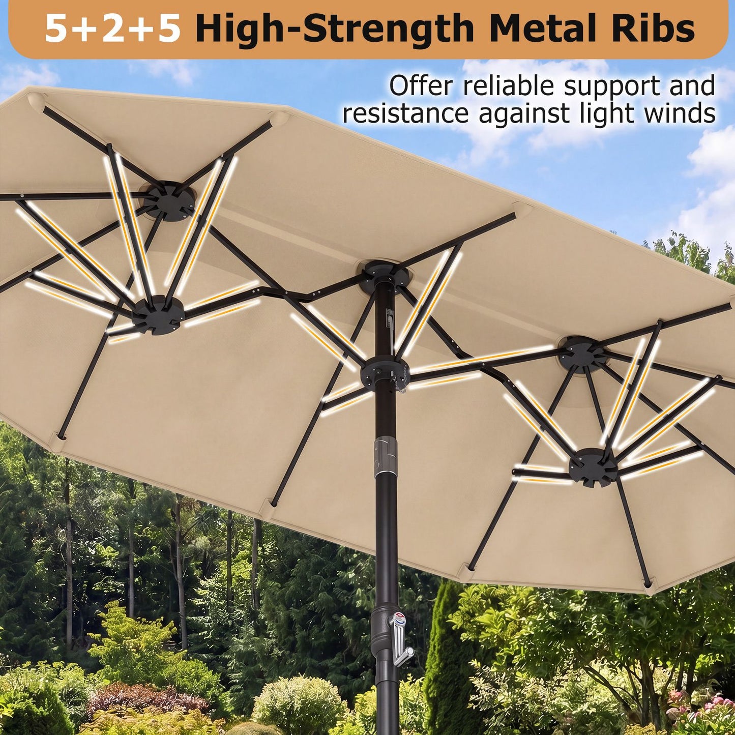 Coast Dubbele Parasol 300 x 160 cm - Rechthoekig - Kantelbaar - Beige