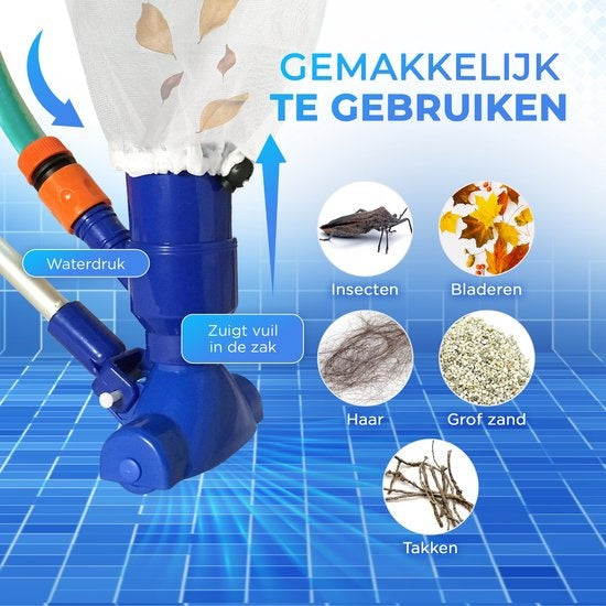 AyeTools Zwembad stofzuiger - Inclusief Schepnet - Blauw