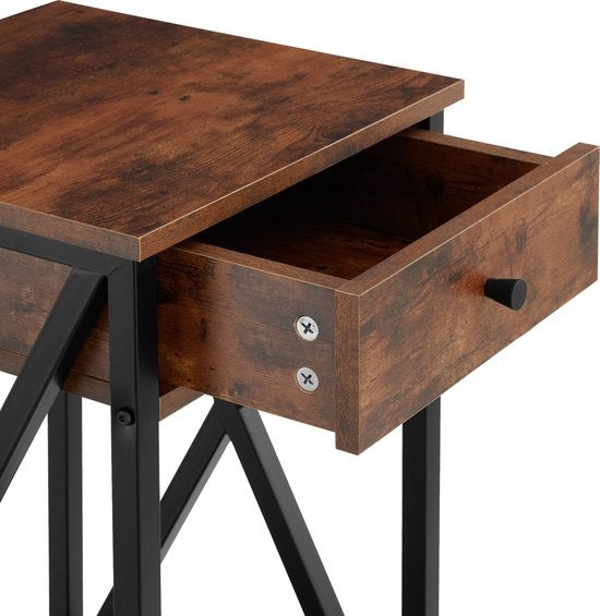 tectake® - Bijzettafel Dayton - industrieel - donkerbruin - 35 x 35 x 70,5 cm - 404451