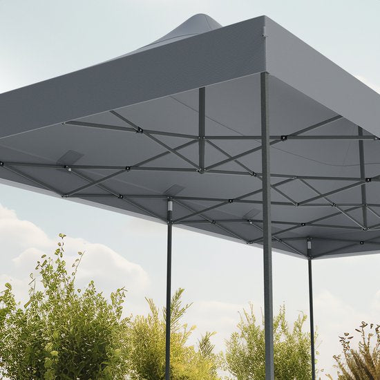 LifeGoods Partytent - Paviljoen - Easy Up - Opvouwbaar - Waterdicht - Met Draagtas Met Wieltjes - 300 x 600 cm - Donkergrijs