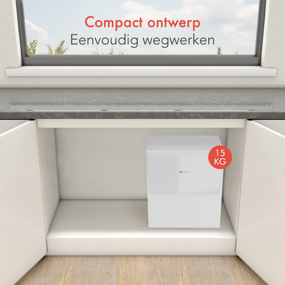 KitchenBrothers Mini Vriezer - 33L - Kleine Diepvries - Vrijstaand - Compact - Wit