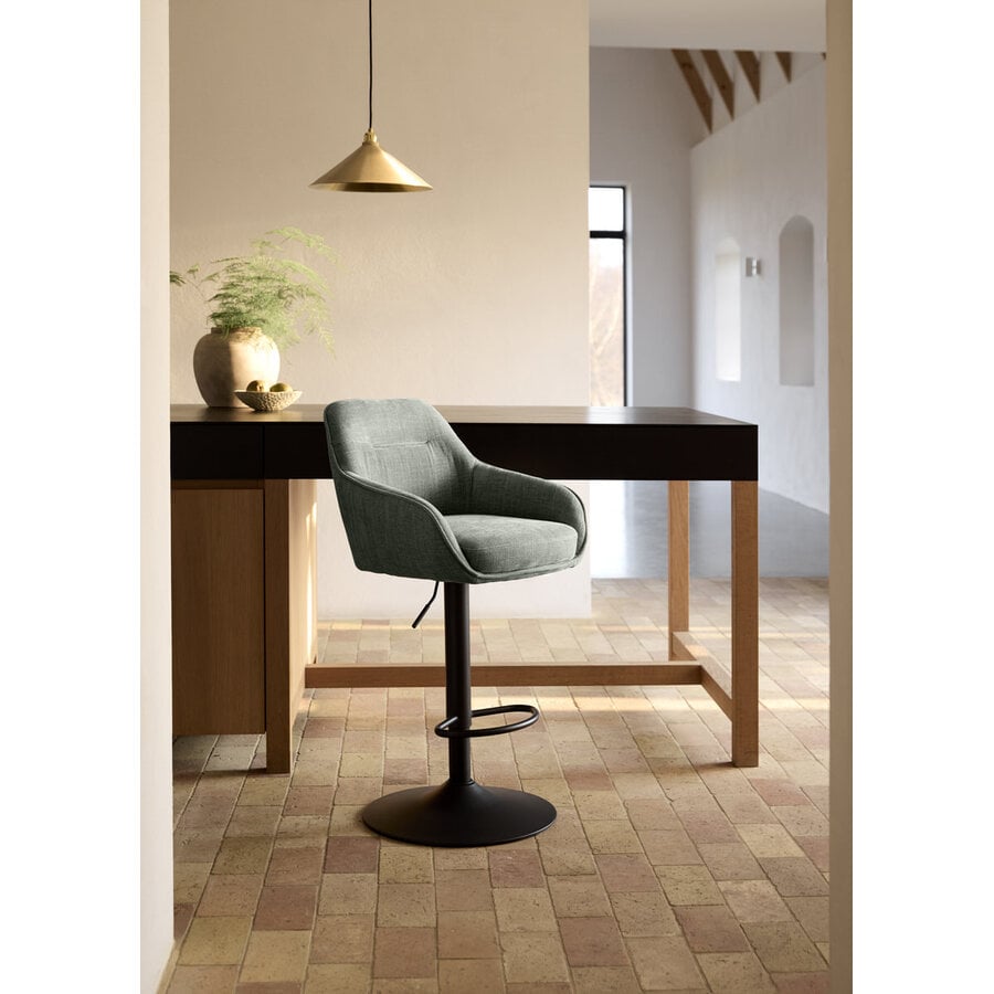 Criks Design Charly Barstoelen 2 Stuks – Groene Eetkamerstoelen – Verstelbare Zithoogte 65-86 cm – Met Voetensteun – Max. 135 kg