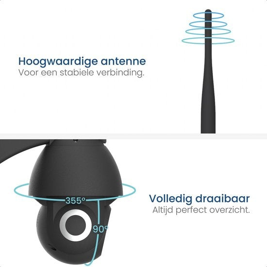 Gologi Beveiligingscamera – 3MP - Nachtzicht, Bewegingsdetectie & Two-Way Audio – WiFi & App – 10 x 11 x 17,5 cm – Zwart