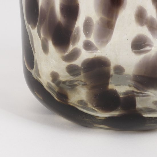 Mica Decorations Pantera Vaas - Glas - Bruin met Luipaardprint - 27x26 cm