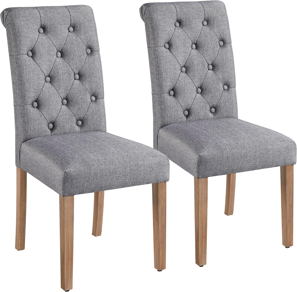 Yaheetech Eetkamerstoelen Set van 2 - Donkergrijs - 45,5 x 62 x 98,5 cm - Hoge Rugleuning, Houten Poten