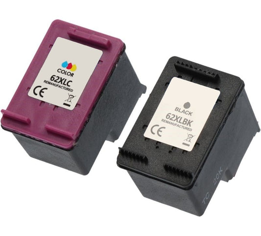 HP 62XL Multipack 2x Inktcartridge Zwart & Kleur – Hoge Capaciteit – Compatibel – 11,3 x 11,5 x 3,6 cm