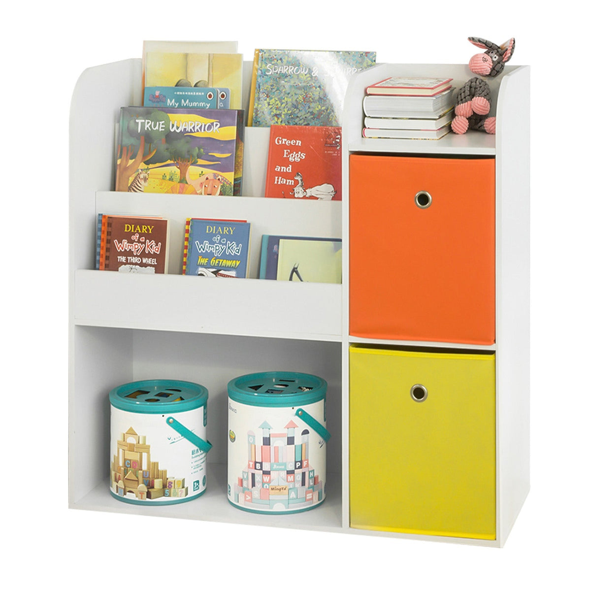 SoBuy Opbergkast voor Boeken en Speelgoed - 2 Manden - 89 x 35 x 88 cm - Wit