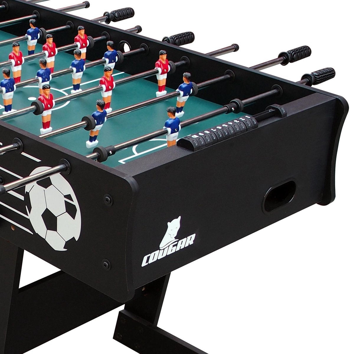 Cougar Scorpion Kick Voetbaltafel Opklapbaar in Zwart - Tafelvoetbal tafel incl. 2 ballen en scoreteller - Indoor voetbal tafel van 126x61x80cm