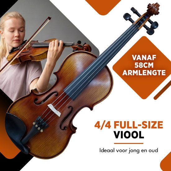 Finesse Viool Starterset - met Koffer & Accessoires - 4/4 - Viool Muziekinstrument - Paris
