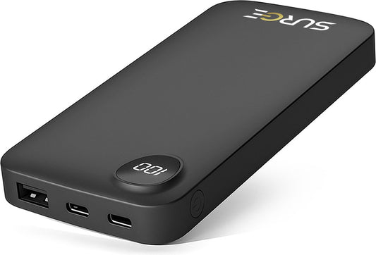 Surge Powerbank 20.000mAh - 22,5W Snellader - 2x USB-C & 1x USB-A - LED Display - Zwart - 14,5 x 6,8 x 2,9 cm