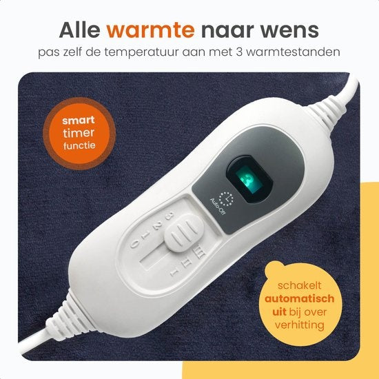 Goliving Elektrische Fleece Plaid - Warmtedeken - Verwarmende Fleecedeken - Elektrische Deken - 3 Warmtestanden - Machinewasbaar - 120 Watt - 2.5 Meter Snoer - Sherpa Flanel - 160 x 120 cm - Bruin