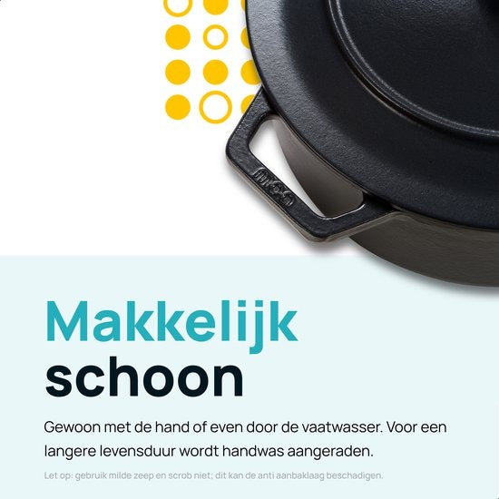 MOA Gietijzeren Braadpan C30B - Inhoud 7,2 liter - 30CM - Rond - Alle warmtebronnen - Ook voor inductie - 31.2 x 38.1 x 15.5cm - Zwart