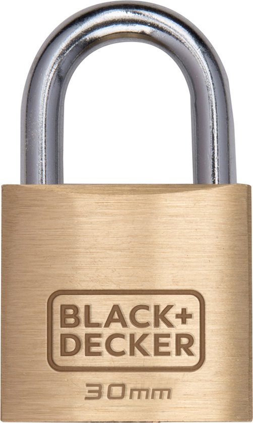 BLACK+DECKER Hangslot met Sleutel - 30mm - Incl. 3 Sleutels - Massief Messing Slot
