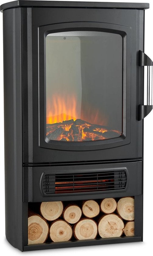 MOA Elektrische Haard EFS183 – Sfeerhaard & Heater – 2000W – Realistische Vlammen – Plek Voor Decoratiehout – Zwart
