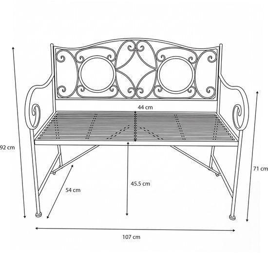 AXI Margot Mozaïek Tuinbank Multikleur – Metalen Tuinbank – 107 x 54 x 92 cm – Tuinbank voor 2 Personen - Mozaïeklook – Ingelegd met keramische tegels – Voor tuin, terras en balkon