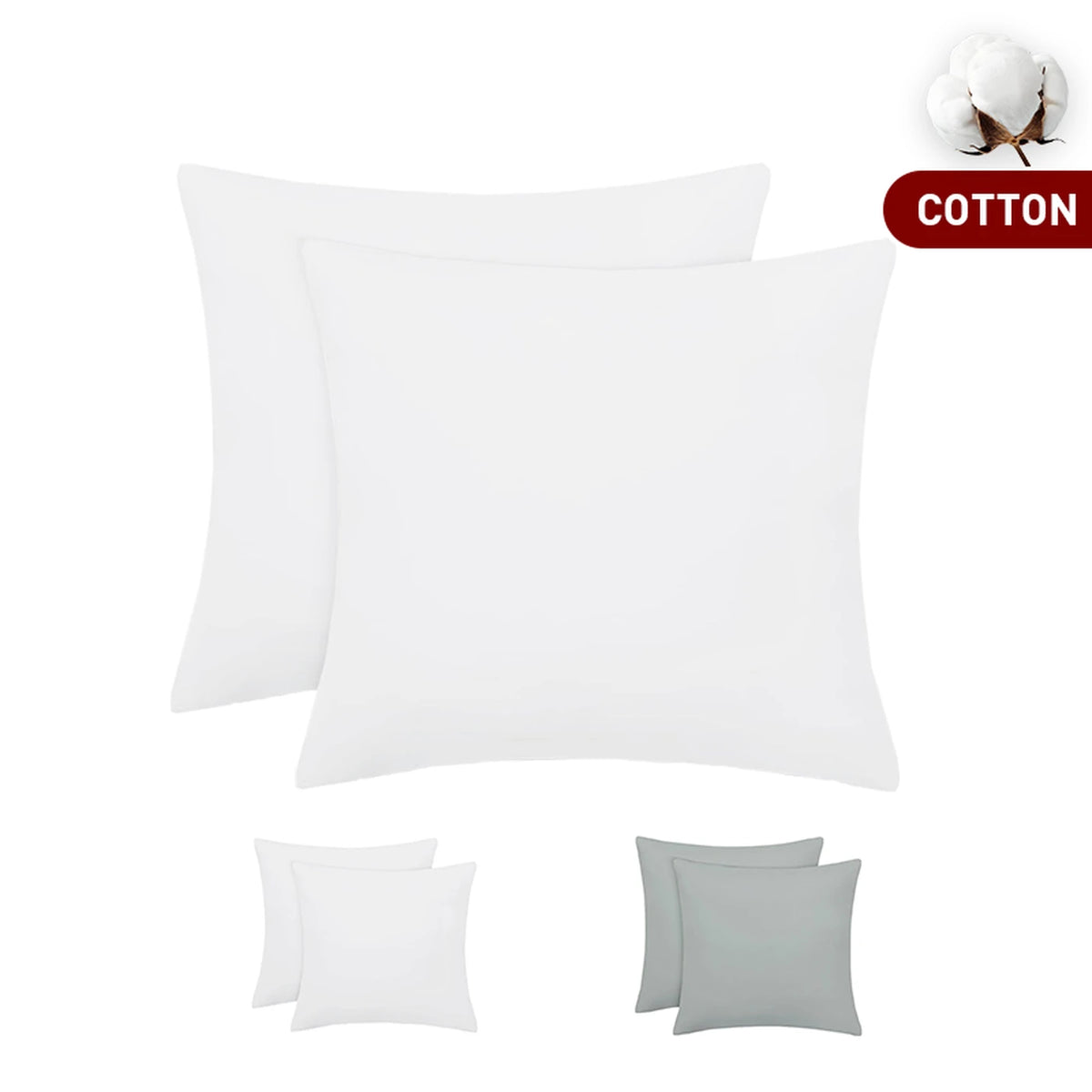 XLLX Basics Kussenslopen 65 x 65 cm - Set van 2 - 100% Katoen - Wit