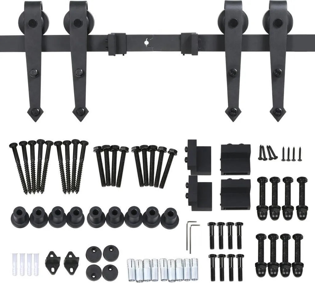 Yaheetech Schuifdeursysteem 366 cm met Montageset, Zwart