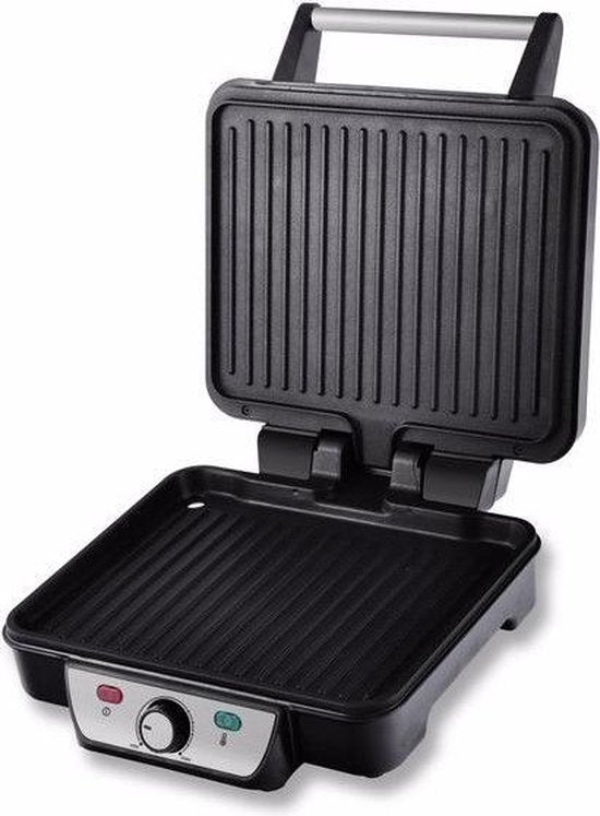 Inventum CG618 - Contactgrill - Tafelgrill - Grilloppervlak 28 x 23 cm - PFAS vrij - Anti aanbaklaag - 1800 watt - RVS/Zwart