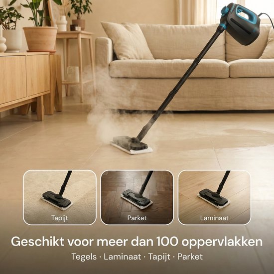 CleanKoala 2-in-1 Stoomreiniger – 15 sec Opwarmtijd – 30 min lang stomen– Incl. 12 Accessoires & 3 extra doekjes