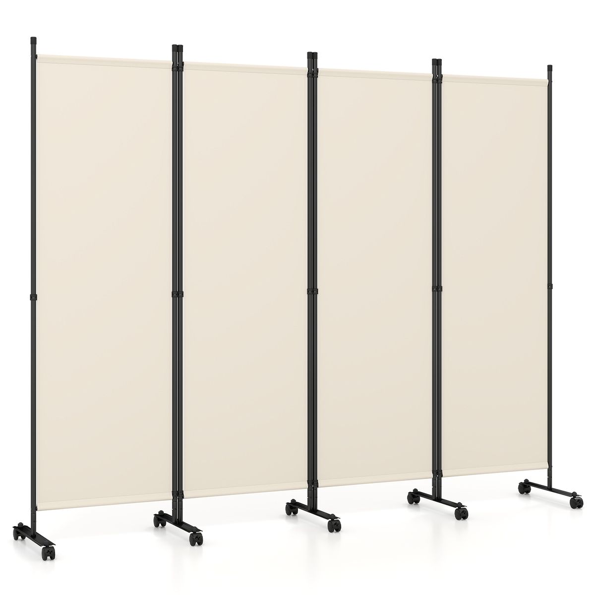 Coast 4-delige ruimteverdeler op wieltjes - opvouwbaar - inkijkbescherming - beige - 1 stuks