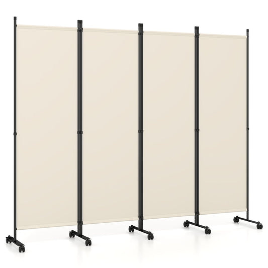 Coast 4-delige ruimteverdeler op wieltjes - opvouwbaar - inkijkbescherming - beige - 1 stuks