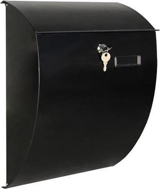 Perel Brievenbus Nice, wandmontage, gebogen front, met naamplaatje, incl. 2 sleutels, afmetingen (H x B x D) 40 x 31 x 16 cm, zwart