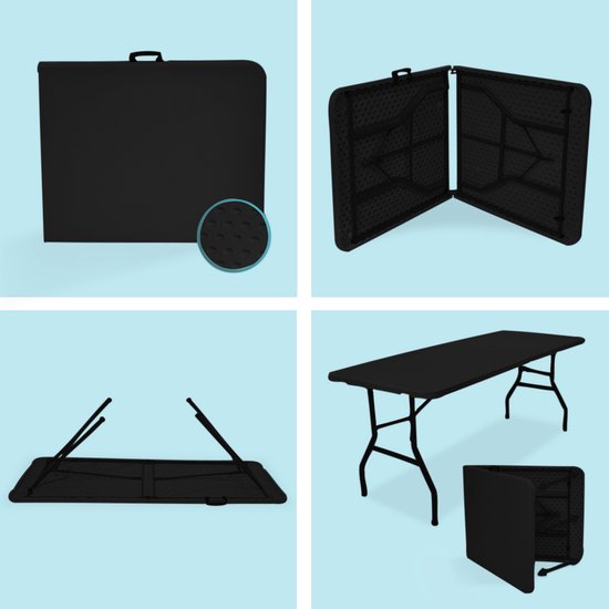 LifeGoods Inklapbare Tafel - 180x70 cm - Campingtafel - Stevige Klaptafel - Weerbestendig - Vouwtafel voor Buiten - Zwart