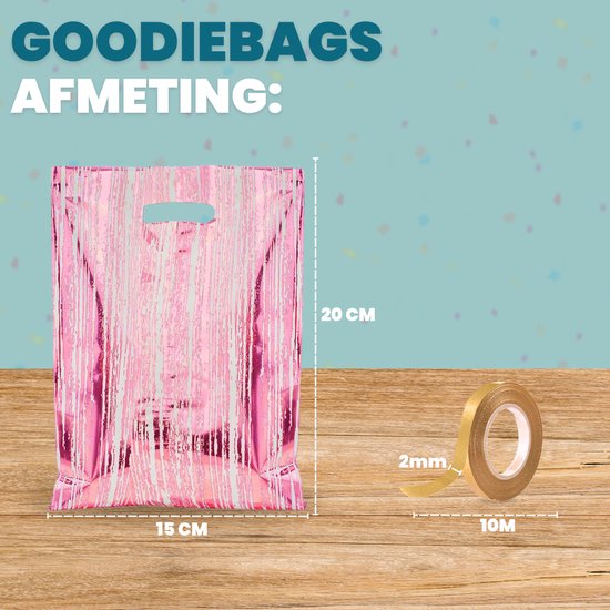 Feestio Uitdeelzakjes 100 Stuks - 17 x 25 cm - Snoepzakjes - Traktatie Zakjes Kinderfeestje - Cadeauzakjes Cadeautasjes - Gestreept