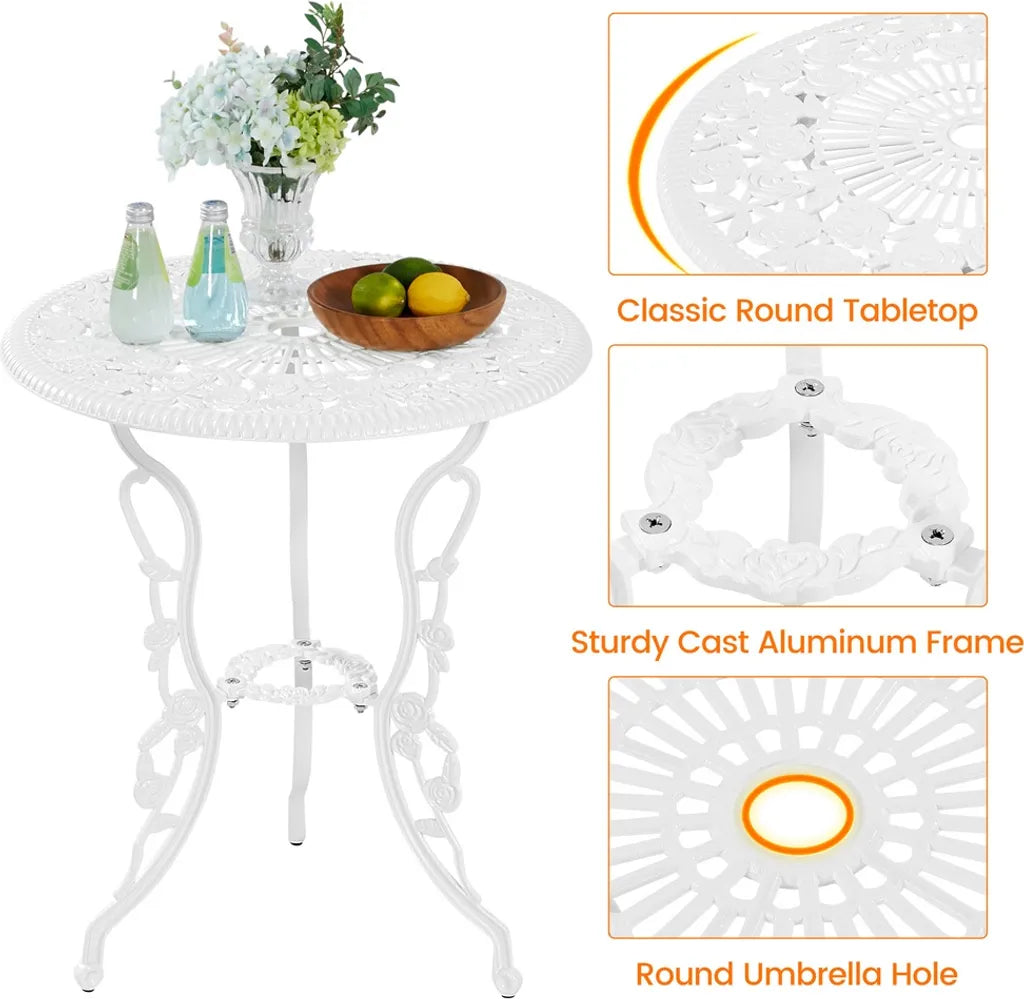 Yaheetech Bistroset - 3-delig - Vintage - Metaal - Wit