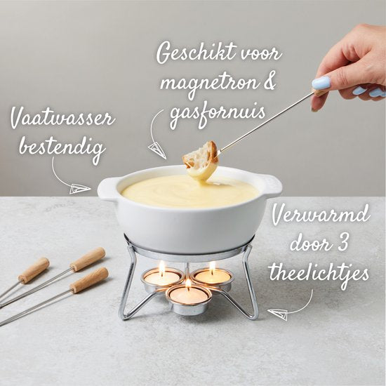 Boska Kaasfondueset Party - Magnetron bestendig - Keramiek - Wit - 750 ml