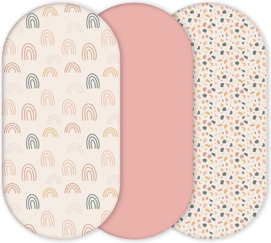 Yunioo Universele Wieglaken Set │ Hoeslaken Baby voor Kinderwagen, Verschoonmand en Mozesmand │ Aankleedkussenhoes │ Kraamcadeau babyshower │ 3-pak │40x80 cm elastisch