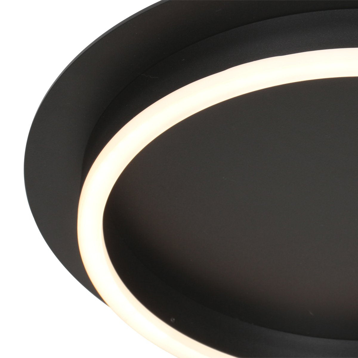 Plafonnieres Ringlux 3655ZW zwarte plafondlamp Ø32 cm met warm LED licht, metaal en kunststof, trendy design, merk Steinhauer