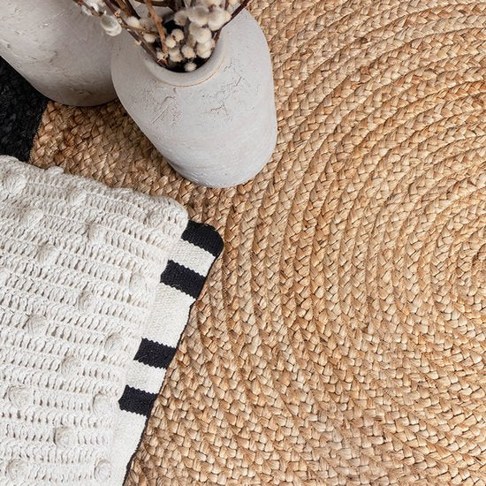 NATURL. Jute vloerkleed - Fair Rond Naturel/Zwart - Ø 120cm