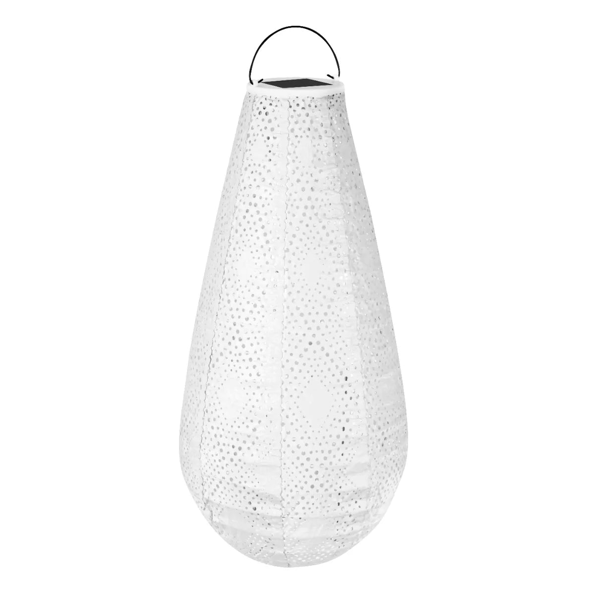 VONROC - Luna solar lampion Drop met LED – Wit - Handgemaakt – weerbestendig materiaal - 40x20 cm