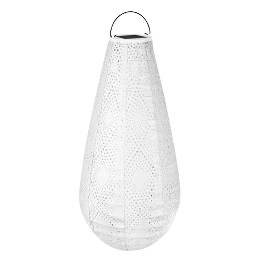 VONROC - Luna solar lampion Drop met LED – Wit - Handgemaakt – weerbestendig materiaal - 40x20 cm