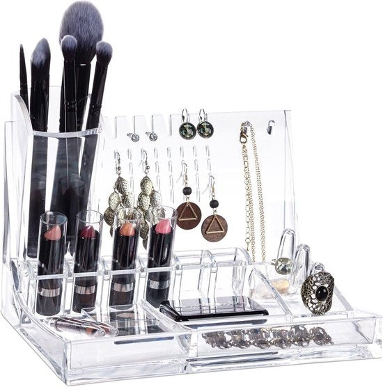 relaxdays make up organizer - acryl cosmeticahouder - cosmetica opslag - sieradenhouder doorzichtig
