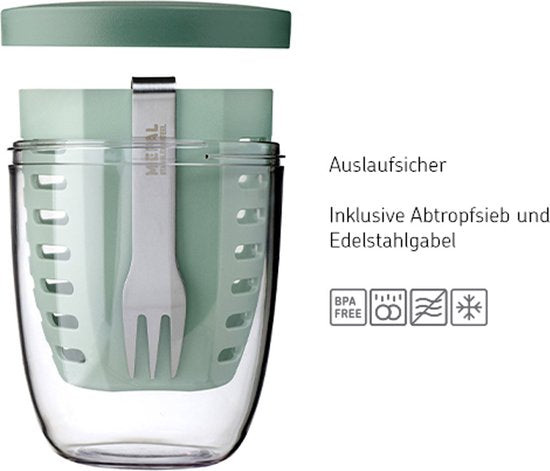 Mepal - Ellipse fruit & veggie pot - 600 ml - Incl. vorkje - Nordic blue