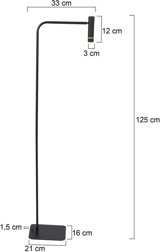 Vloerlamp Steinhauer Volari 4710ZW Zwarte kunststof en metalen lamp 120cm hoog, dim-to-warm LED met draaibare en kantelbare kop voor binnengebruik