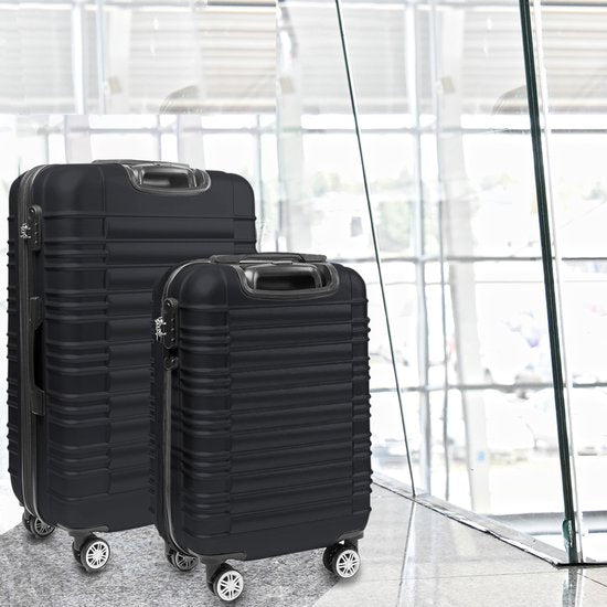 TRVLMORE Kofferset - 2 Delig - 38L Handbagage + 110L Ruimbagage - Lichtgewicht - Trolley - Reiskoffer Set - Zwart