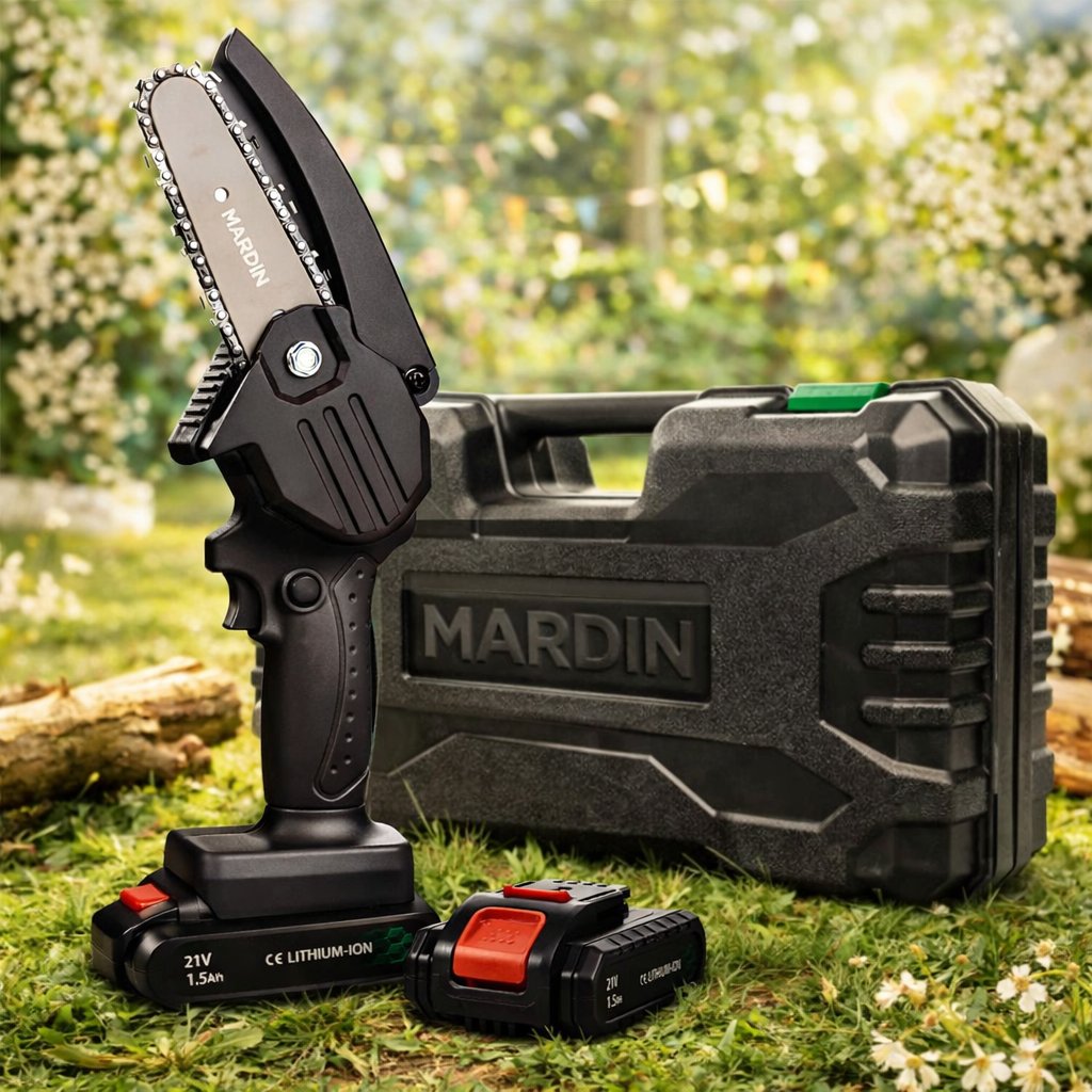 Mardin Mini Kettingzaag – Snoeizaag – 2 Accu’s – Incl. Koffer - Zwart