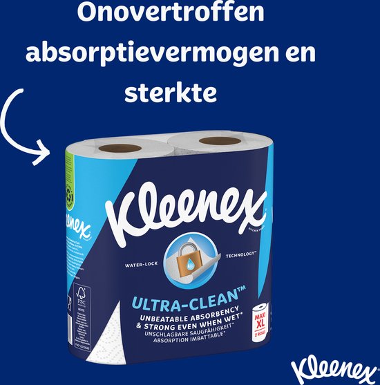 Kleenex keukenpapier - Keukenrol Ultra Clean - 6 Maxi XL rollen - Voordeelverpakking