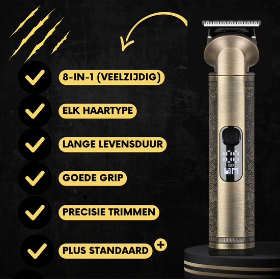 8-in-1 Baardtrimmer Mannen + Travel Bag - Trimmer voor Baard en Lichaam - Incl. 8 opzetstukken - Bodygroomer Mannen - Bodytrimmer Heren - Haar trimmer - Tondeuse - 0.5-15MM - Neus en Oor - Trimapparaat - Baard Machine - Multigroomer