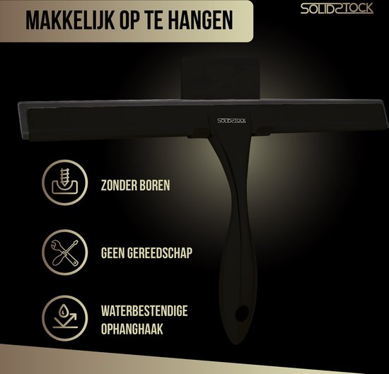 Douchewisser Zwart RVS - Luxe Trekker Douche - Ophanghaak Zonder Boren - Douche Trekker Zwart