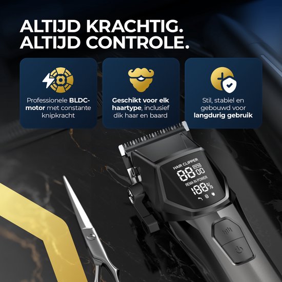 Professionele Draadloze Tondeuse - Beeperfect® - Tondeuse Mannen Hoofdhaar - Haartrimmer - Kapper Haar Machine - Haartondeuse - Trimmer Baard - Trimapparaat - Barber Hair Clipper - Kapper Trimmer - 0.5-19MM